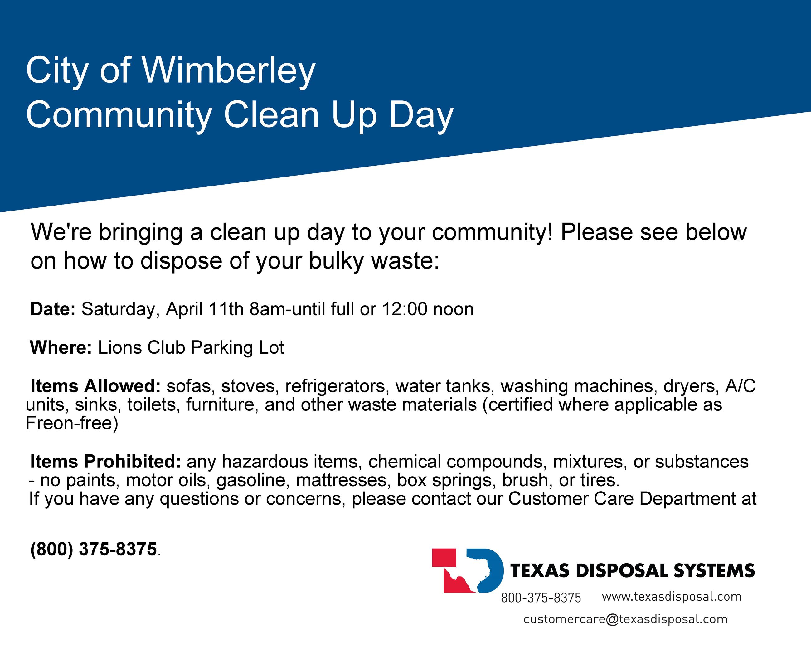 City of Wimberley clean up flyer